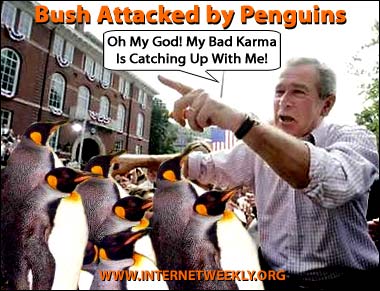Bush attacked by Antarctic penguins